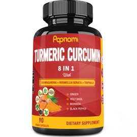 Turmeric Curcumin Extract Capsules - 90 Counts 3 Month Supply - Blended Ashwagandha, Moringa, Ginger & More - Immunity, Joint, Digestive & Wellness Support
