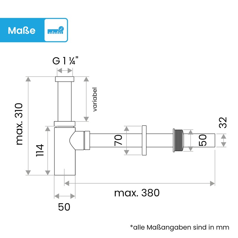 B?chlein B?chlein Design Siphon Universal fr Waschbecken & Waschtisch [Gold]