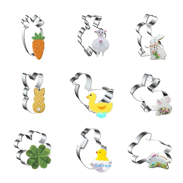 WDYJMALL Easter Cookie Cutters 9-Pc Set - Carrot Lamb Sheep