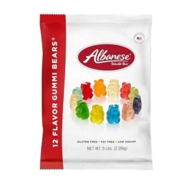 Albanese World's Best 12 Flavor Gummi Bears, 5lbs of Candy, Soft & Chewy Candy S