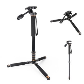 Koolehaoda 71.6” Camera Monopod with 3-Way Pan Tilt Head & Removable Base