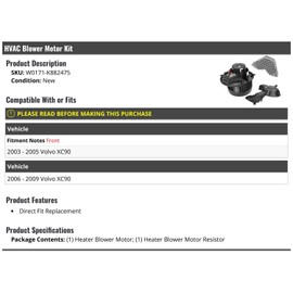 HVAC Blower Motor Kit with Resistor - Compatible with 2003-2009 Volvo XC90