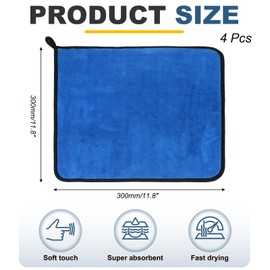 uxcell 4 Pcs 500gsm Microfiber Towels for Cars, 11.8 x 11.8 Inch Car Drying Towel Drying Towels Car Detailing Extra Large Super Absorbent Towel for SUV Truck Home, Gray Blue