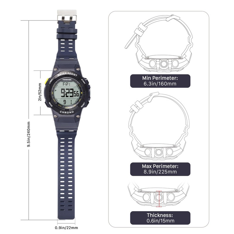 TEKMAGIC Men’s Digital Sports Watch 10 ATM 330ft Waterproof with