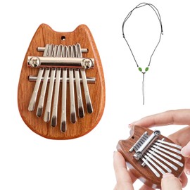 Kalimba Thumb Piano, 8 Keys, Wooden Mini Finger Piano, Cute, Cat, Ellipse, Bear, Heart, Finger Percussion Instrument, Finger Musical Box, Beginner Set, Musical Instrument Set, For Kids, Adults,