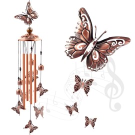 Ukulork Wind Chimes Outdoor Clearance, Butterflies Aluminum Tube Windchime with S Hook,Patio Garden Decor, Housewarming Gift. | Ukulork