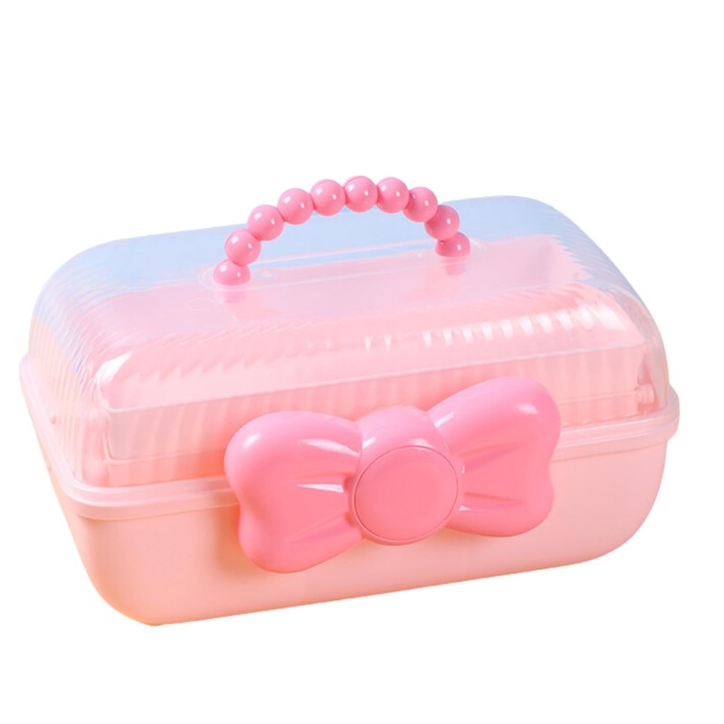 Tuilful Storage Box with Handle, 3-Compartment Plastic Organizer with Lid,