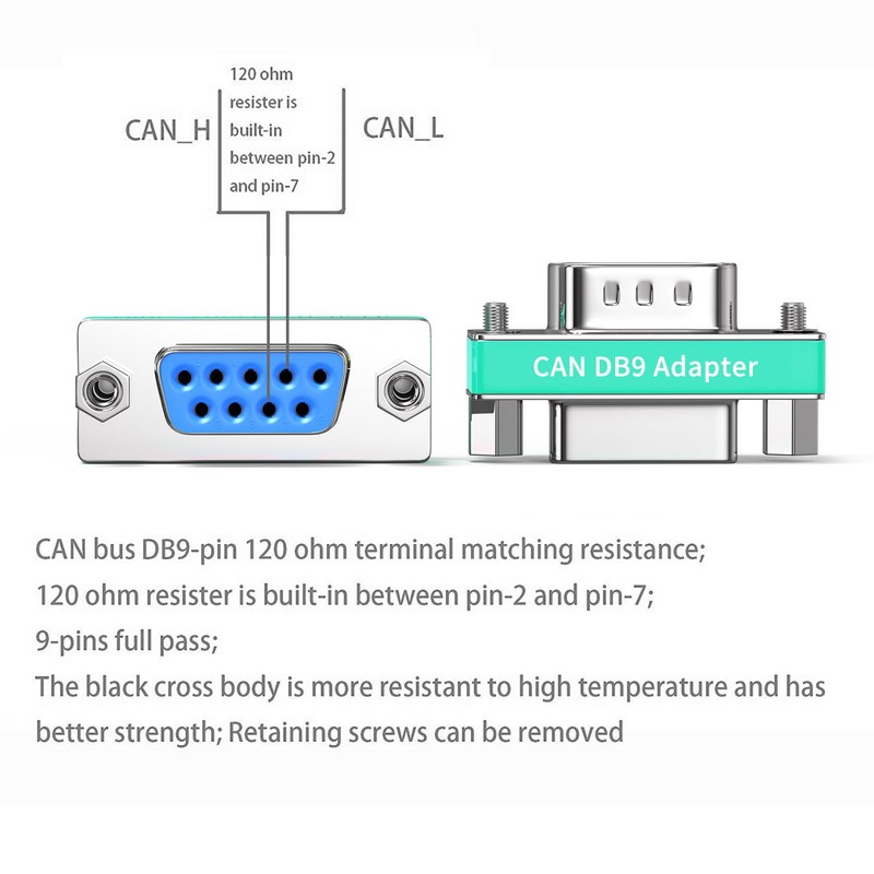 JUXINICE CAN DB9 Adapter Built in 120 ohm Resistor, CAN