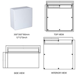 12" x 12" x 3" ABS Plastic Waterproof & Dustproof IP65 Junction Box with Gasket – Outdoor Electrical Enclosure for DIY Projects