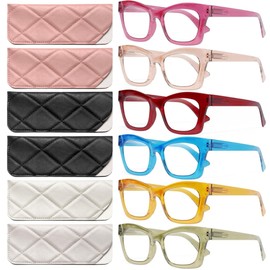 CCVOO Stylish Reading Glasses - Mothers Day Gift for Mom - Lightweight Blue Light Blockers, UV400, Spring Hinge