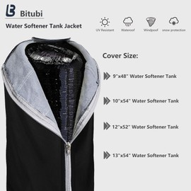 Bitubi Heavy Duty Water Softener Tank Jacket,Outdoor Insulated Water Softener Tank Cover to Prevent Sweating (12x52, Black)