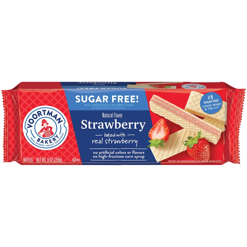 Voortman Bakery Sugar Free Strawberry Wafer, 30 Count