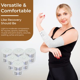 Premium Elastic Bandage Wrap (2" 6 Pack) – NexSkin Soft, Latex-Free Compression Wrap with Durable Metal Clips – Washable & Reusable Support for Wrists, Ankles, Feet, Knees & More
