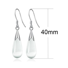 925 Sterling Silver Dangle Earrings with Charms Heart, Water drop, Moon, Star Long Drop Earring for Women Jewelry Gifts Hypoallergenic (stone waterdrop-white)