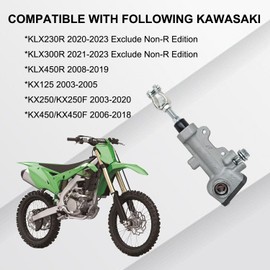 Vanlison Rear Brake Master Cylinder Assembly Compatible with Kawasaki KLX230R KLX300R KLX450R KX125 KX250 KX250F KX450 KX450F Repl. Part # 43015-0168 43015-0142 43015-0004 43015-0724