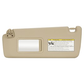 Left Driver Side Beige Sun Visor Fit for Toyota Highlander 2004-2007, Sunvisor Replacement for 74320-48260-A0, with Makeup Mirror and Without Light