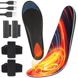 Heated Insoles, Heated Insoles Rechargeable, Foot Warmers with 3 Heating Levels, for Men and Women, Skiing, Hunting, Hiking, Camping, Outdoor Winter Use, Washable and Trimmable (S* 4-7.5)