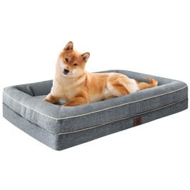 TaiBest Waterproof Memory Foam Dog Beds for Extra Large Dogs Non-Slip Orthopedic Dog Beds Washable Couch Pet Bed with Removable Cover (Grey, Large)