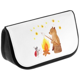 Mr. & Mrs. Panda Cosmetic Bag Bear & Ladybird Campfire Gift Cosmetic Bag Makeup Bag Toiletry Bag, White, Hand Drawn