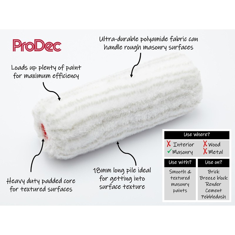 ProDec 10 inch Trade Professional Long Pile Masonry Paint Roller