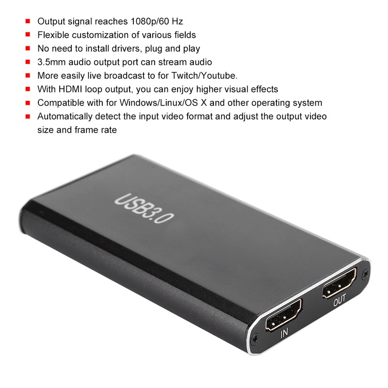 Capture Card USB to HDMI 1080p60 Frame Video Capturing Box