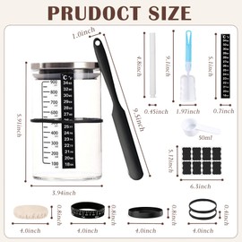 Tel Charme * Sourdough Starter Jar Kit, 1000 ml Fermentation Jar with Spatula, Fermenting Glass, Sourdough Glass Jar, Sourdough Starter Kit, Empty Glass Container, Reusable Bread Baking Accessories