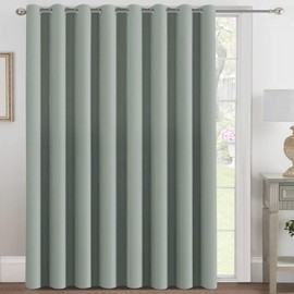 H.VERSAILTEX Blackout Patio Curtains 100 x 84 Inches for Sliding Door Extral Wide Blackout Curtain Panels Thermal Insulated Room Divider - Grommet Top, 7' Tall by 8.5' Wide - Light Sage