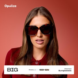 OPULIZE BIG Sunglasses - Bold Fashion Frame - Brown/Green Tinted Lens - 2 Pack - Anti-reflective & Anti-Glare - Polarised Lenses With UV400 Protection - Spring Hinges - Brown/Clear - Mens Womens