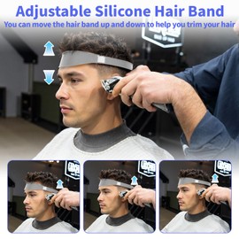 Fade Comb for Men Haircut Kit, Fade Hair Trimming Comb with Haircut Band, Barber Friend Guide for Men and Neckline Template, Guide Hair Cutting Guide(Grey)