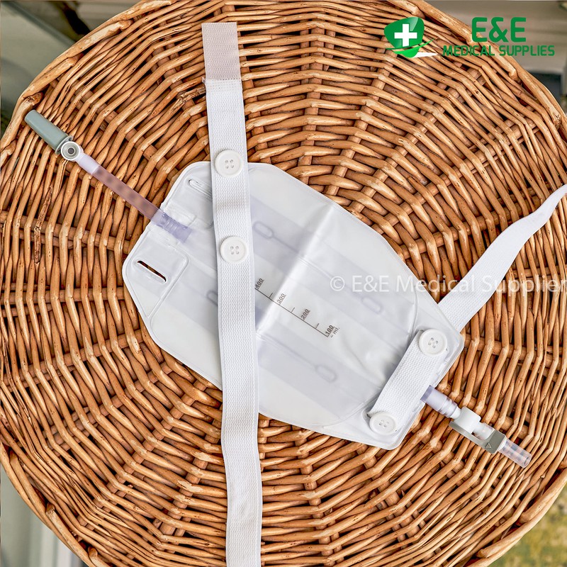 E&E Urine Leg Bag Holder Strap - Button Type, Non-Latex,