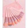 Set Brochas De Maquillaje 13 Pzs Profesional +bolsa Color Rosa