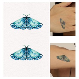 Freakynine Temporary Tattoos for Adults, Small Realistic Temporary Tattoos, Fake Tattoos, Flash Tattoos, Festival Tattoos, Tattoo Stickers, Temp Tattoos, Flash Tats Pack of 2 (Green Butterfly)