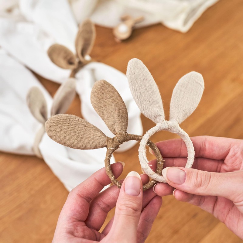 Papierdrachen 4 Rabbit Ears Napkin Rings - Muslin Look -
