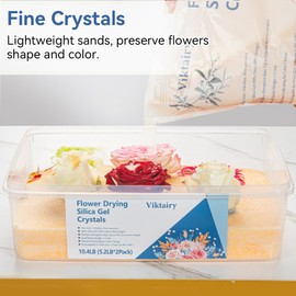 5.2 LBS Silica Gel Flower Drying Crystals, Reusable Color Changing Flower Drying Silica with Airtight Container and Brush, DIY Wedding Bouquet Flower Preservation Kit, Fine Bead Size<1mm