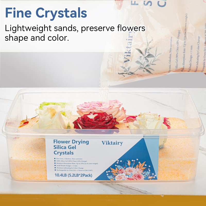 5.2 LBS Silica Gel Flower Drying Crystals, Reusable Color Changing