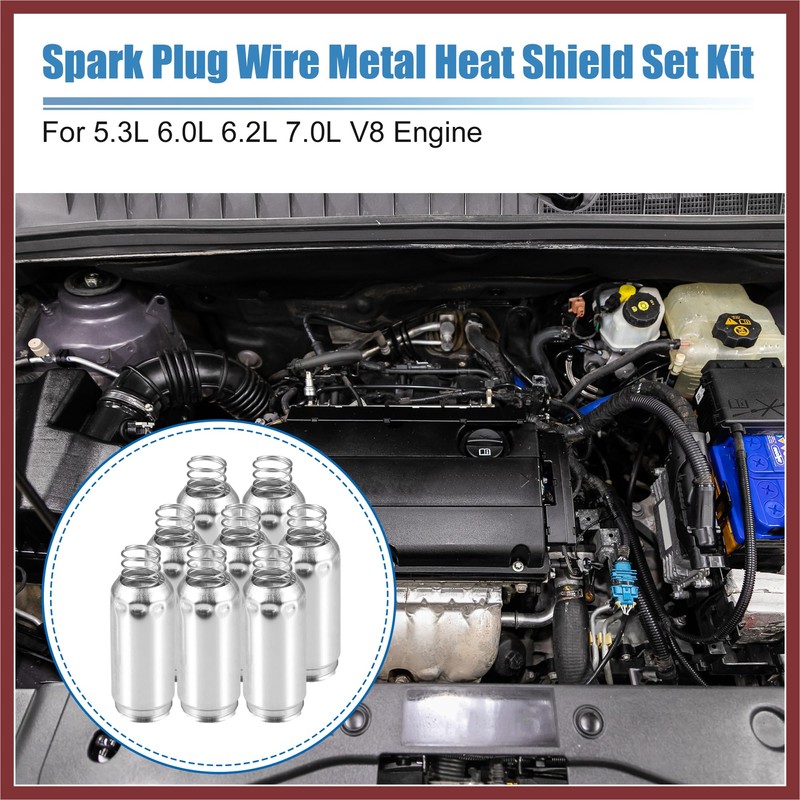 HEROFFIX 8 Pcs Spark Plug Wire Metal Heat Shield Set