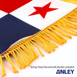 Anley 4 X 6 Inch Panama Fringy Window Hanging Flag - Mini Flag Banner & Car Rearview Mirror Décor - Fringed & Double Sided - Panamanian Hanging Flag with Suction Cup
