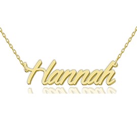 HUAN XUN Hannah Necklace 18k Gold Plated Stainless Steel Name Necklaces Nameplate Pendant Gift for Women
