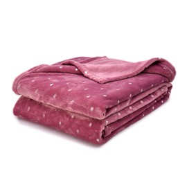 SUPERIOR 100% Fleece Metallic Polka Dot Print Twin Blanket, Mauve, 1-Piece