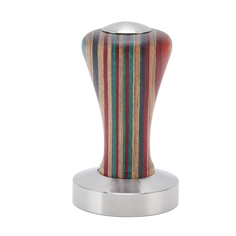 Colorful Wood Coffee Flat Tamper Stainless Steel Base Powder Hammer
