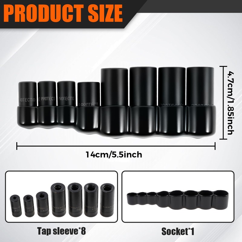8Pcs Tap Socket Set,1/4 Inch and 3/8 Inch Drive Tap