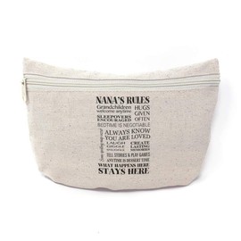 Custom Canvas Makeup Bag Nana's Rules Grandma Family & Friends School Supplies Pencil Tote Pouch 9x6 Inches Natural Design Only