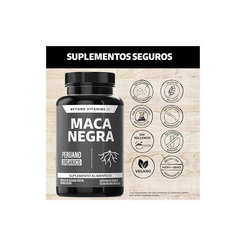 Maca Negra 1000 Peruana Orgánica Por Porción Azúcar Suplemento Alimenticio
