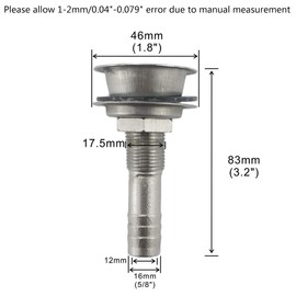NRC&XRC 5/8" O.D.Marine Grade 316 Stainless Steel Fuel Gas Tank Vent Cowl Vent with Mounting Gasket Hardware Fitting for Marine Boat Yacht