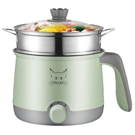 Avkobow Hot Pot, Non-Stick Electric Pot for Raman, Soup, Noodles, Steak, Oatmeal, Rapid cooker with Temperature control, 1.8L (Lightcyan)