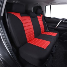 FH Group Car Seat Covers 3D Air Mesh - Universal Fit, Low Back Seat Cover, Airbag Compatible, Split Bench Rear Seat, Washable Seat Cover for SUV and Sedan, Rear Set Red