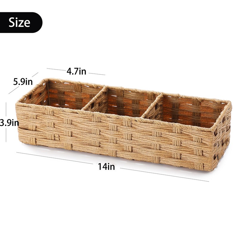 Toilet Tank Topper Paper Basket Multiuse Hand Woven Plastic Wicker