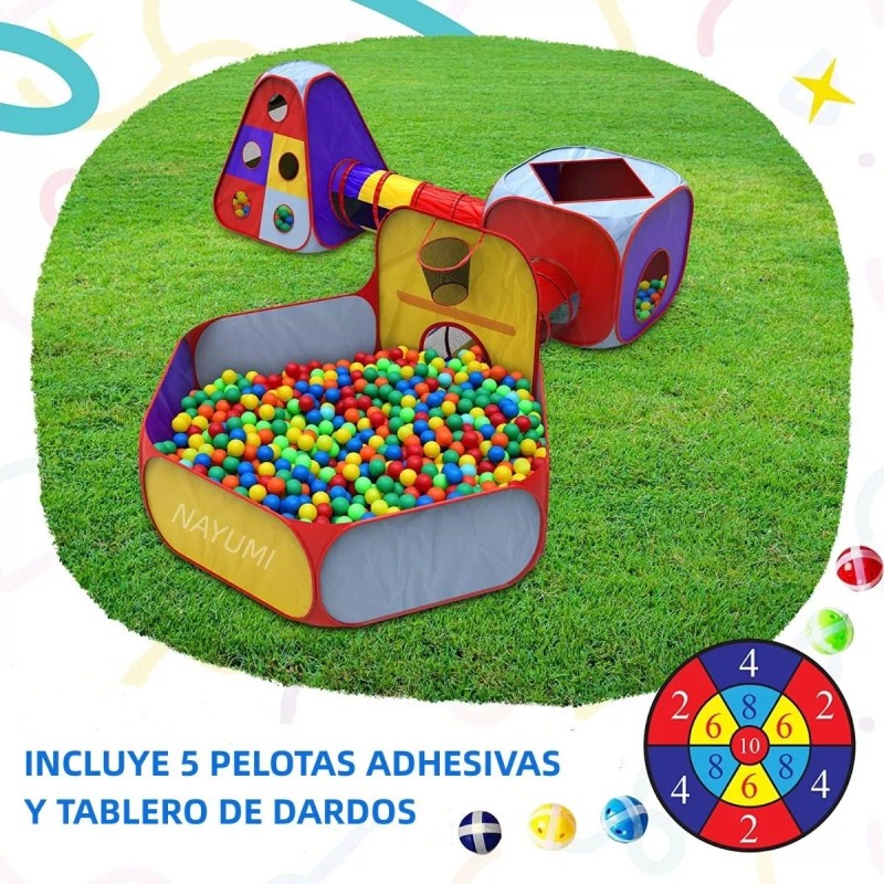 Nayumi Tienda Casita Castillo Carpa Con 2 Túnel 5 En