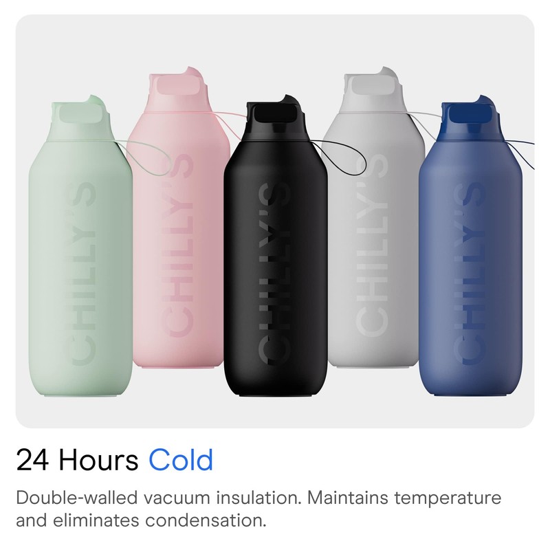 Chilly's Series 2 Flip Bottle with Sports Cap, Telescopic Straw