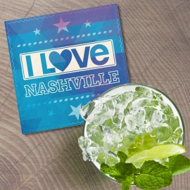 Unbranded I Love Nashville City United States Slogan 4'' X 4'' Square Wooden Coaster